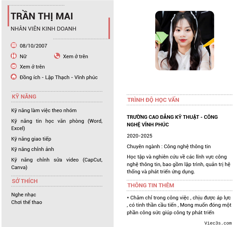 CV ứng viên