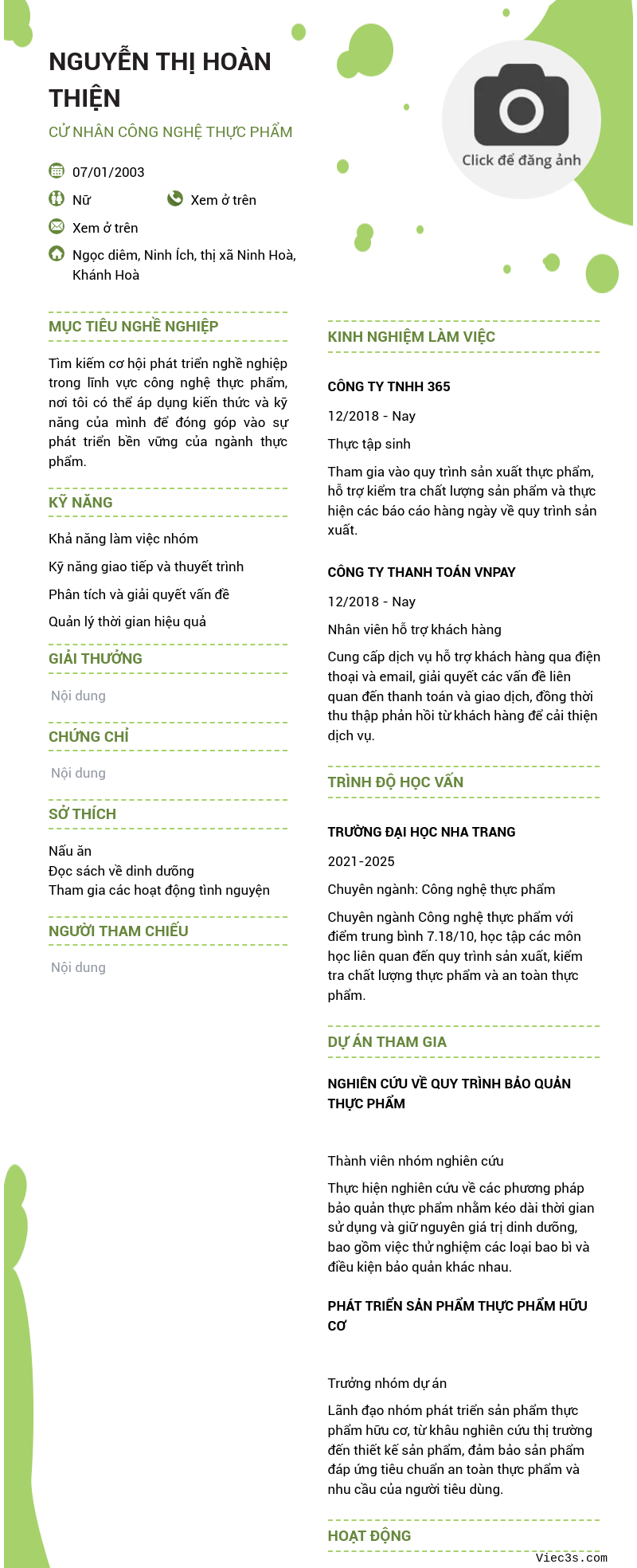 CV ứng viên