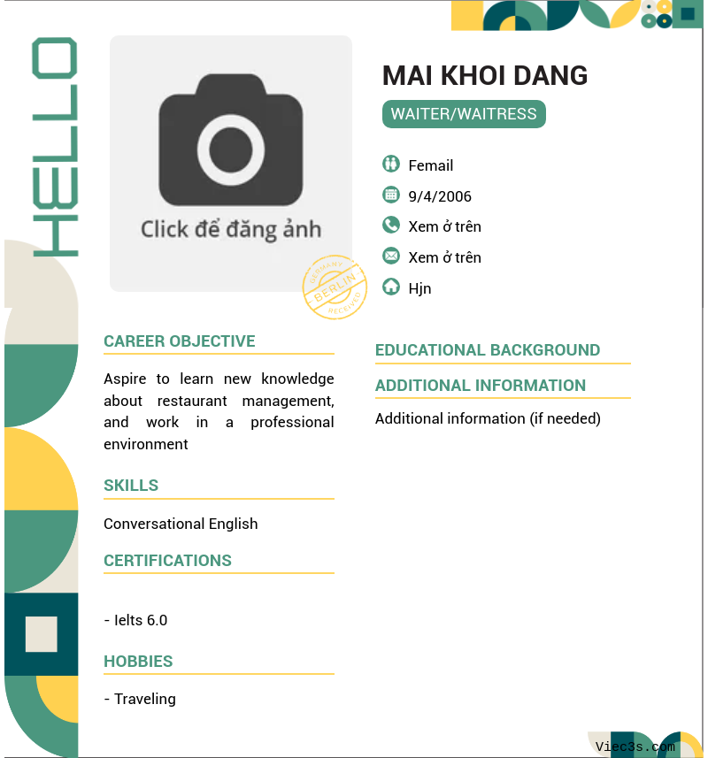 CV ứng viên