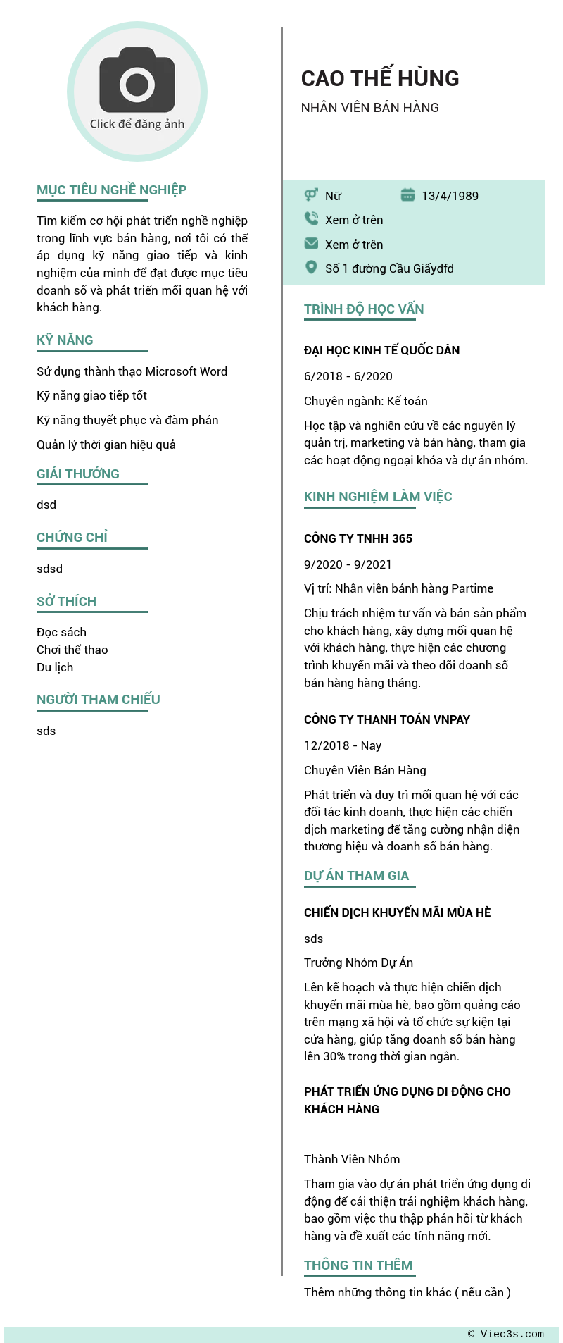 CV ứng viên