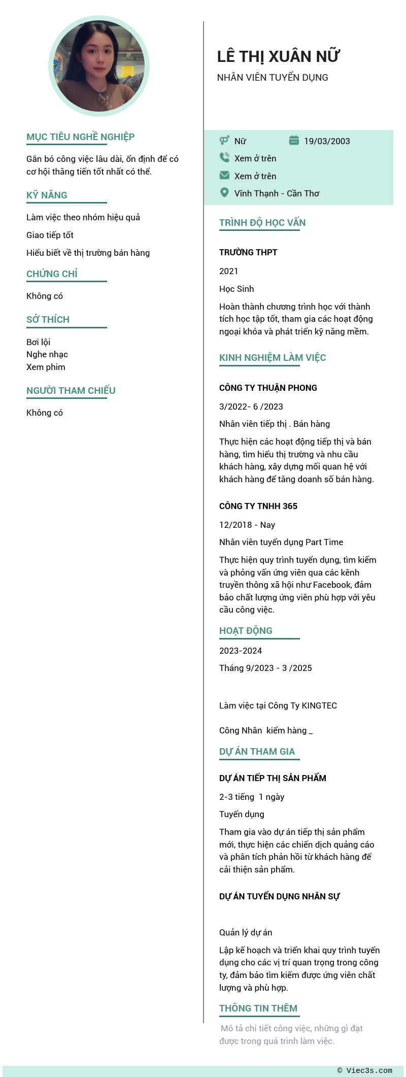 CV ứng viên