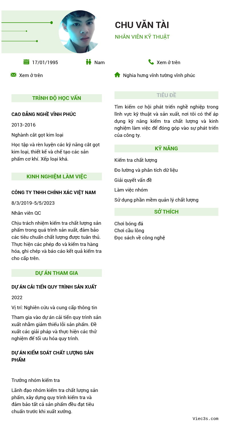 CV ứng viên
