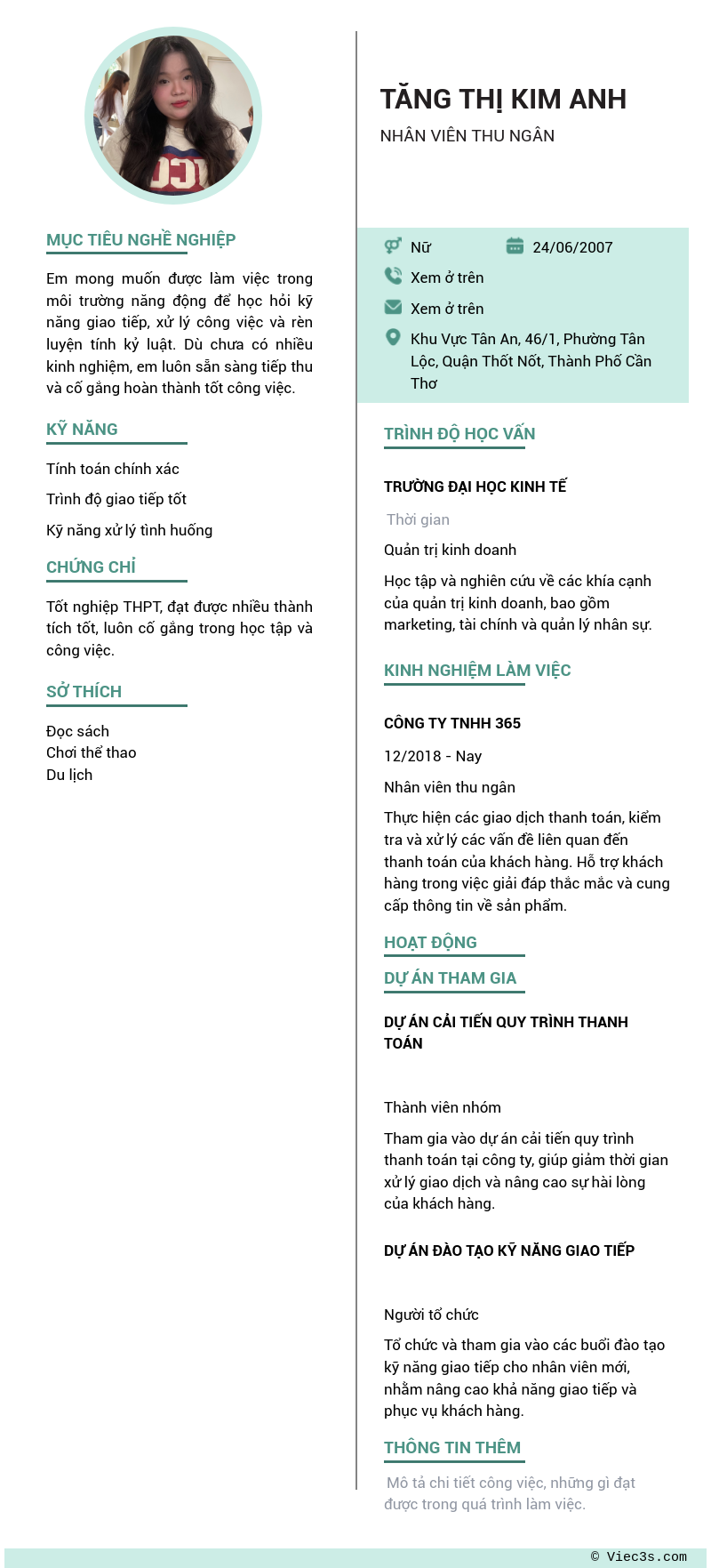 CV ứng viên