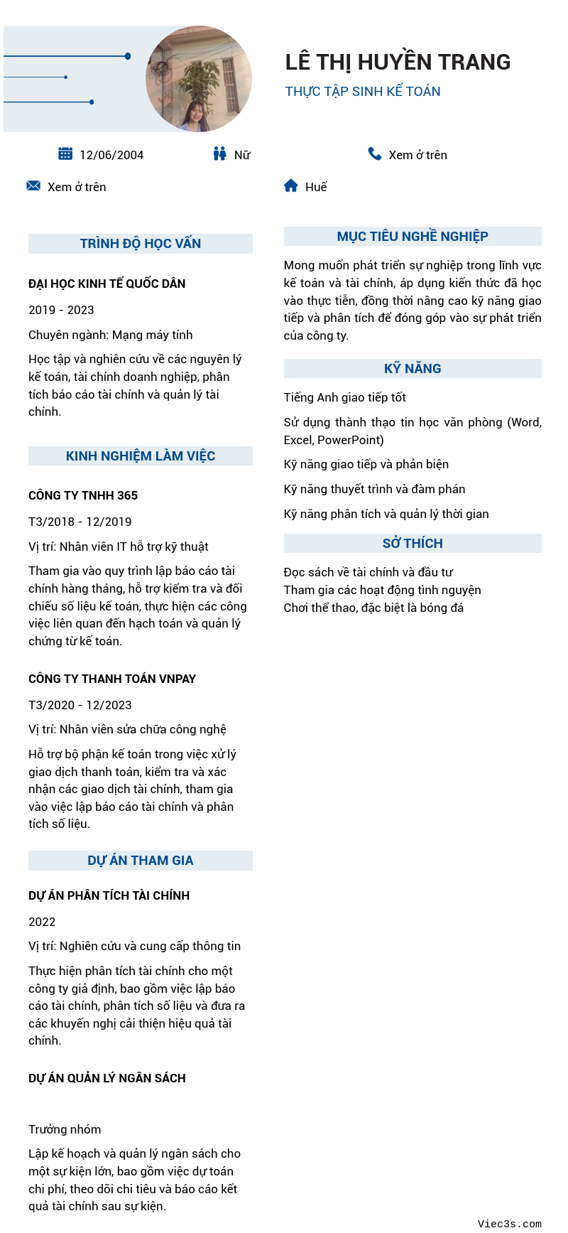CV ứng viên