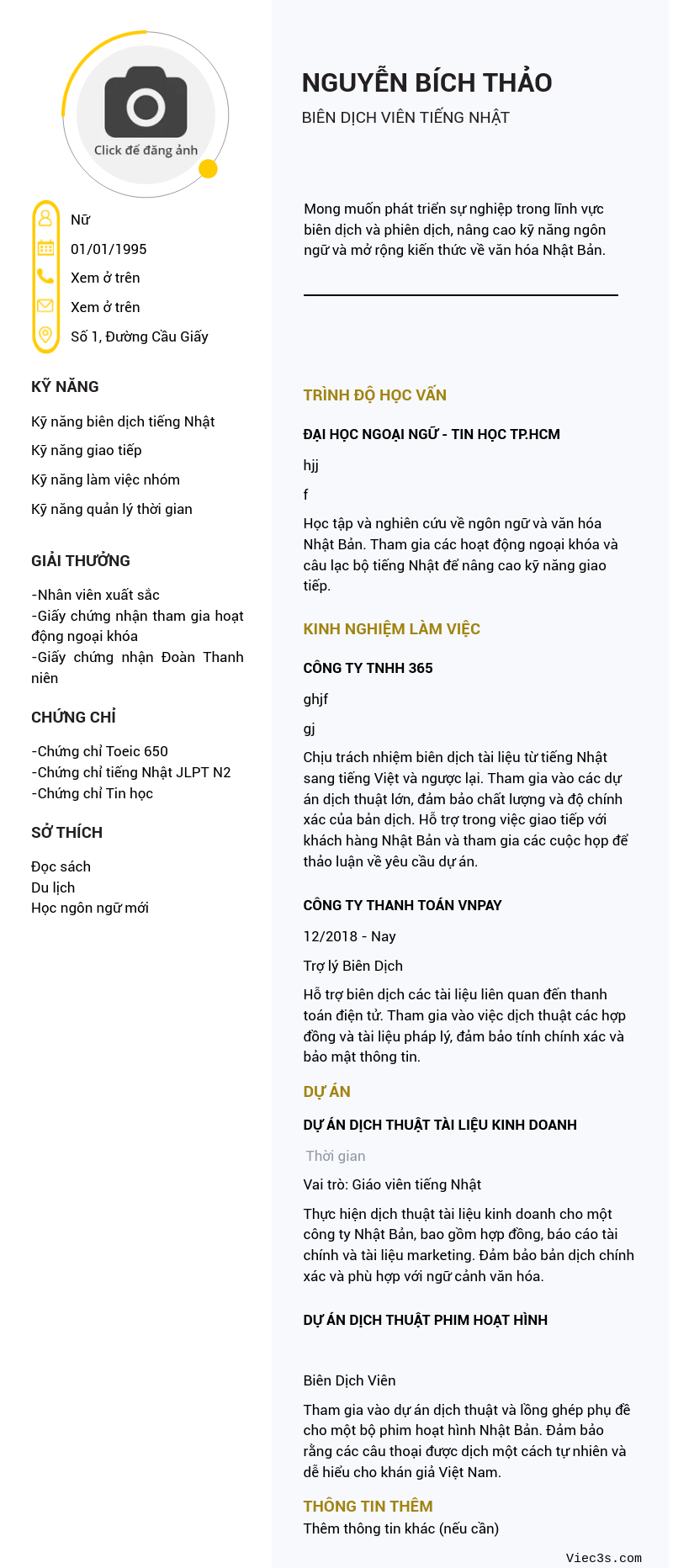 CV ứng viên