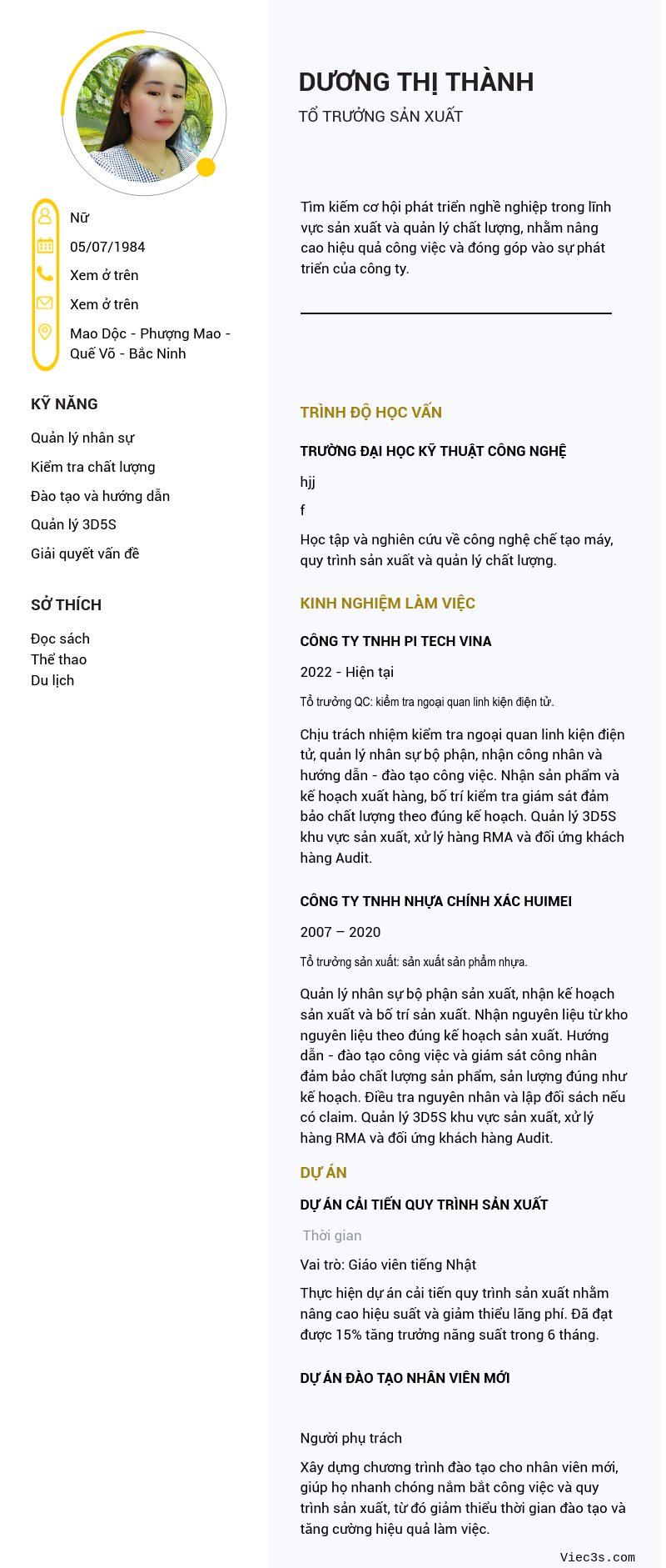 CV ứng viên