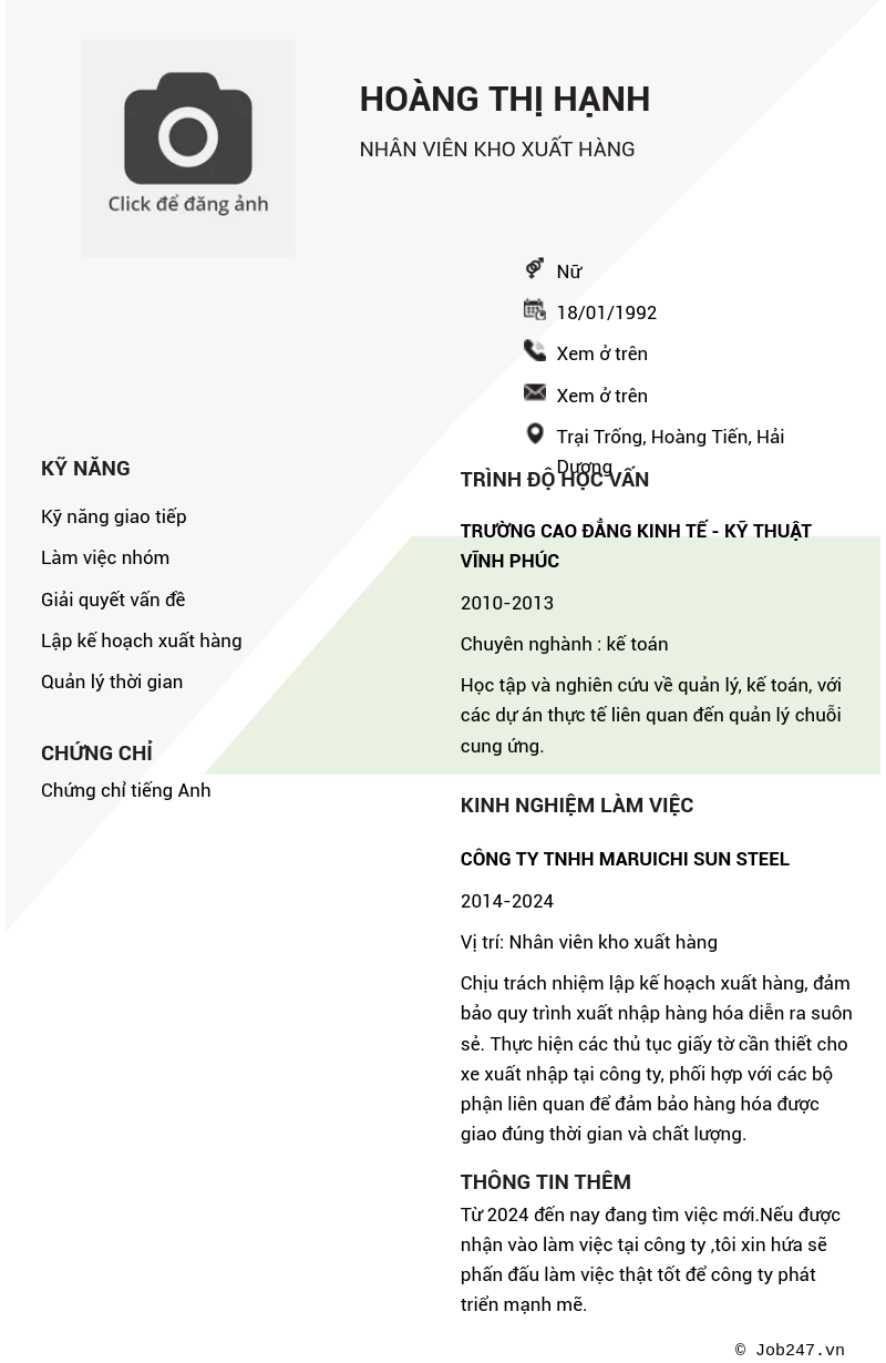 CV ứng viên