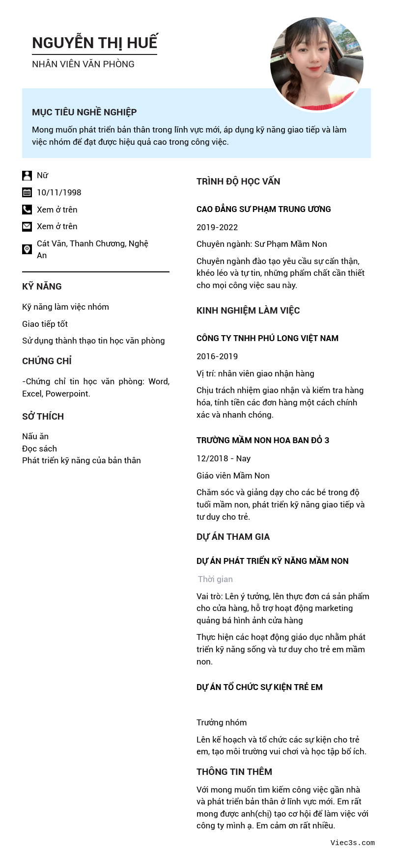 CV ứng viên