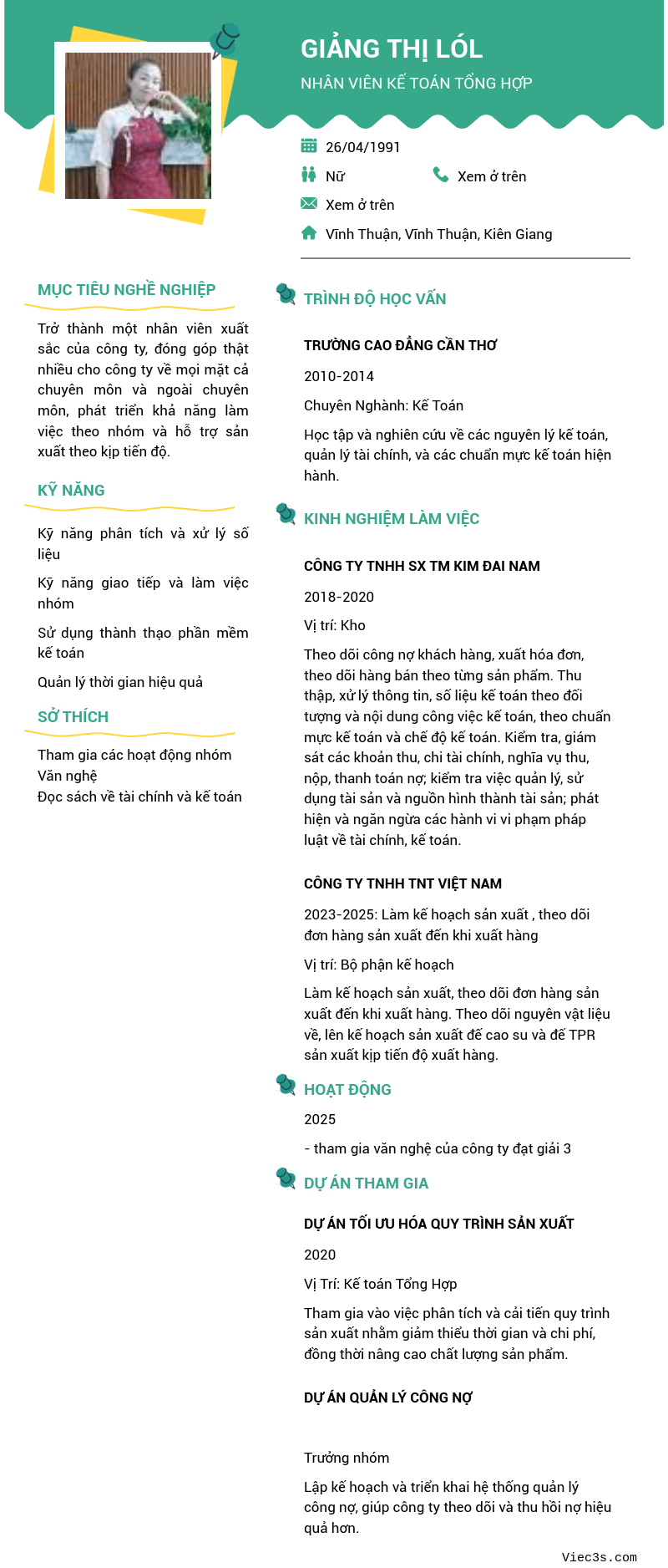 CV ứng viên