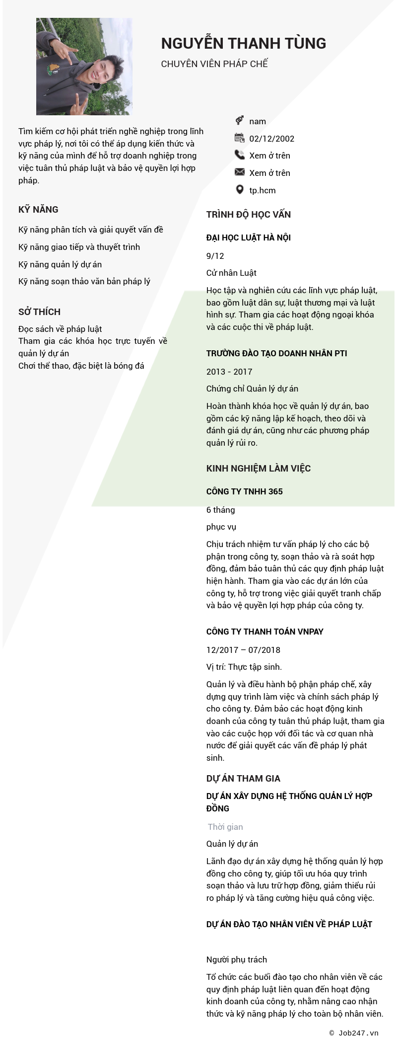 CV ứng viên