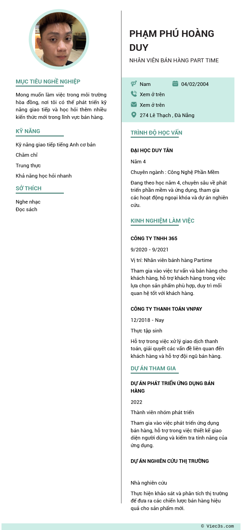 CV ứng viên