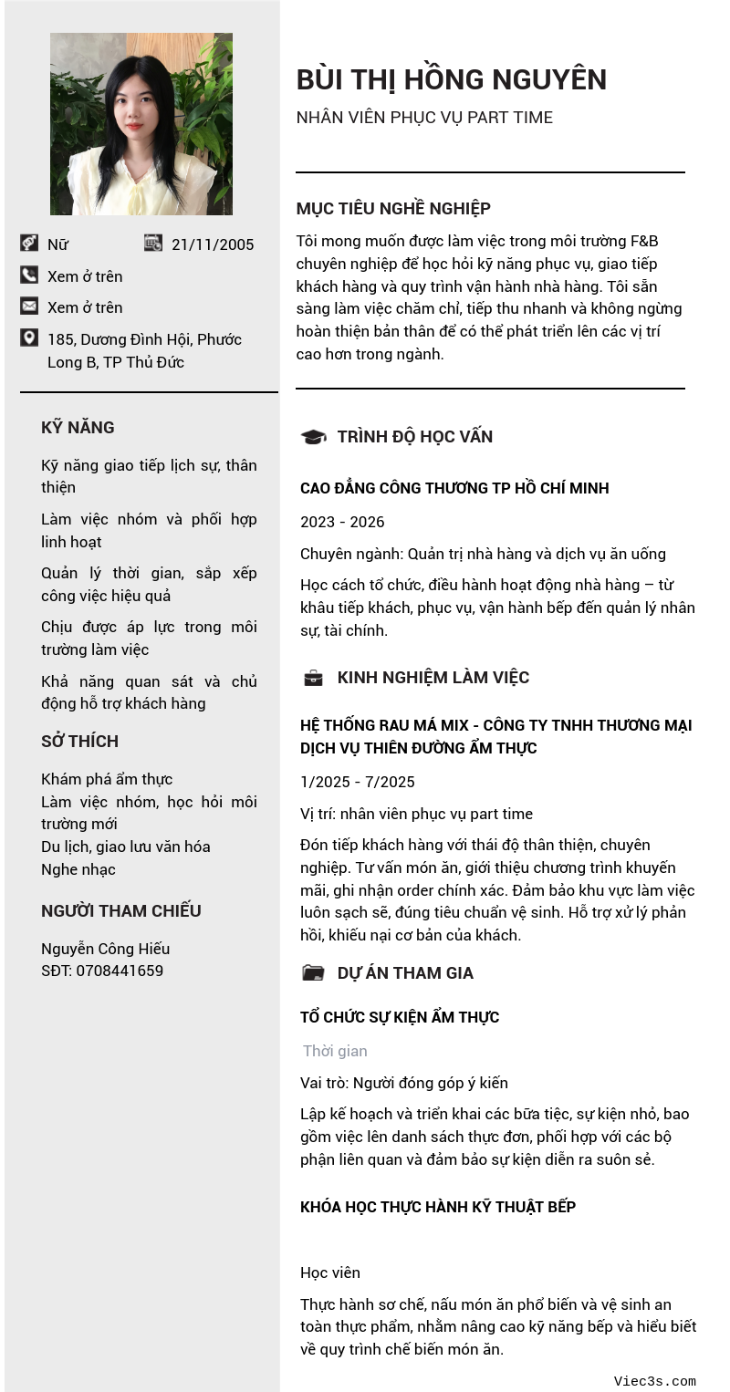 CV ứng viên