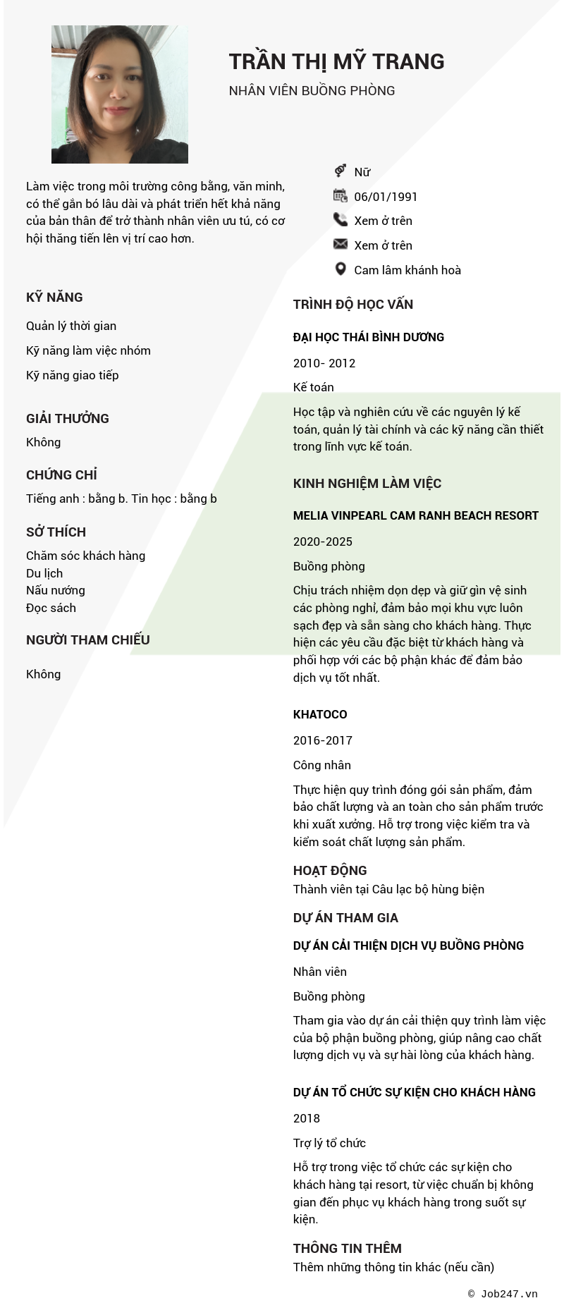 CV ứng viên