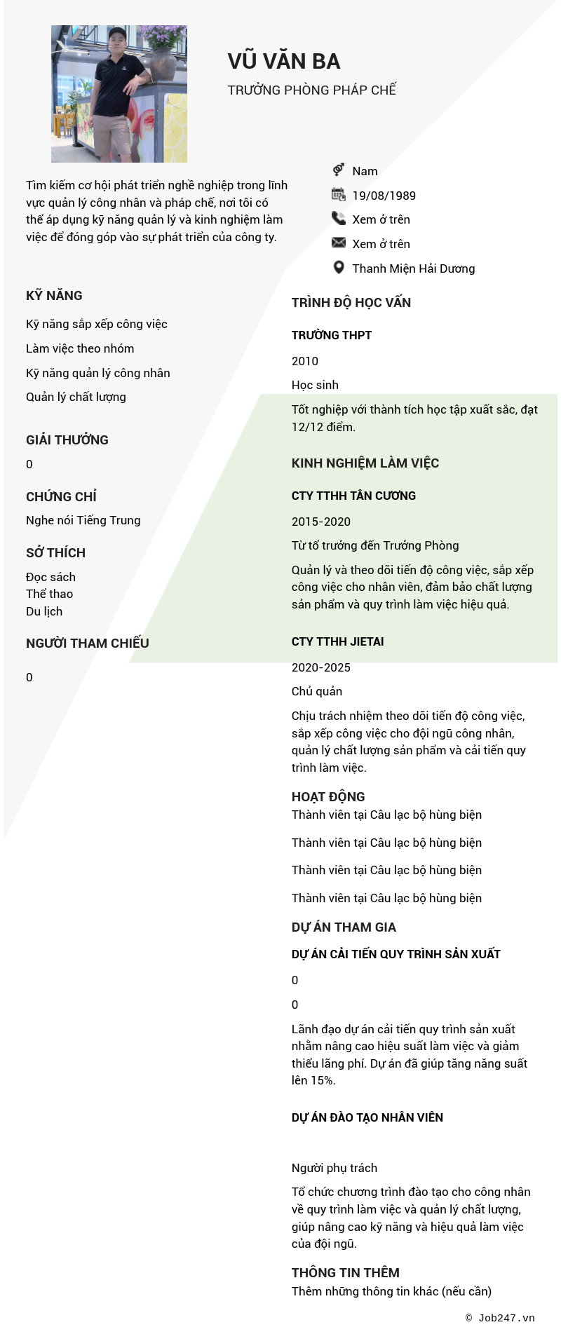 CV ứng viên