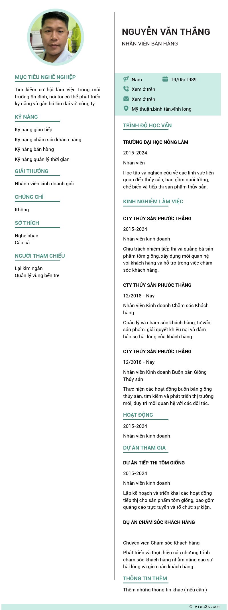 CV ứng viên