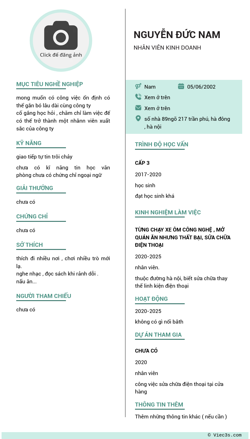 CV ứng viên