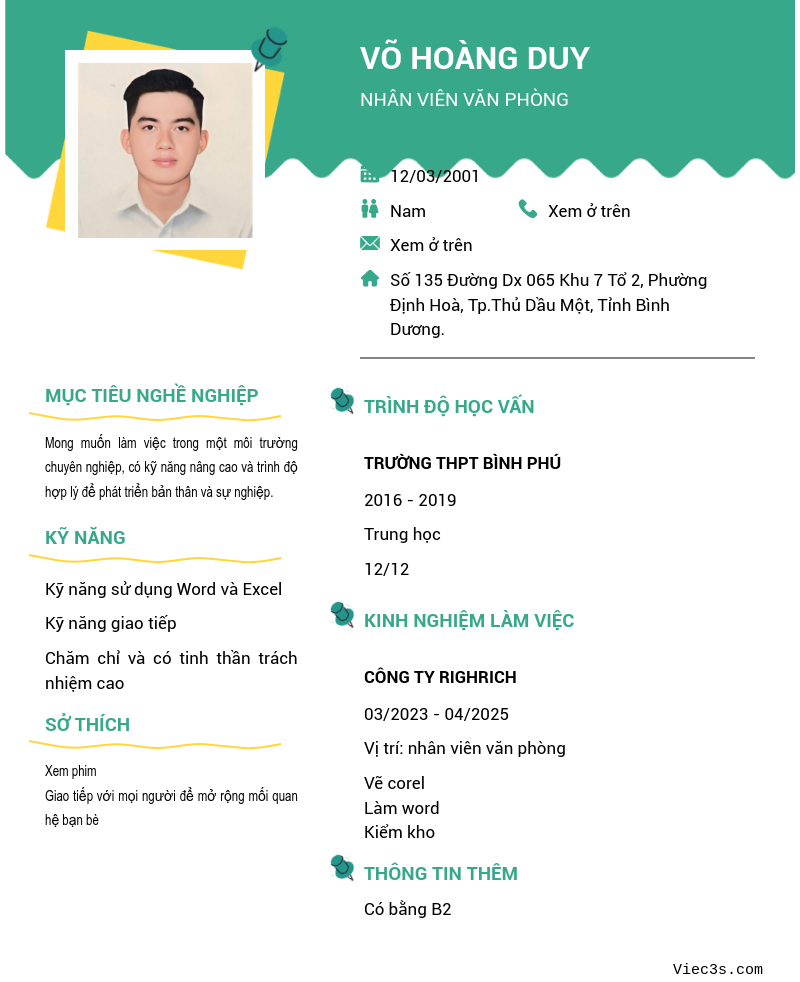CV ứng viên