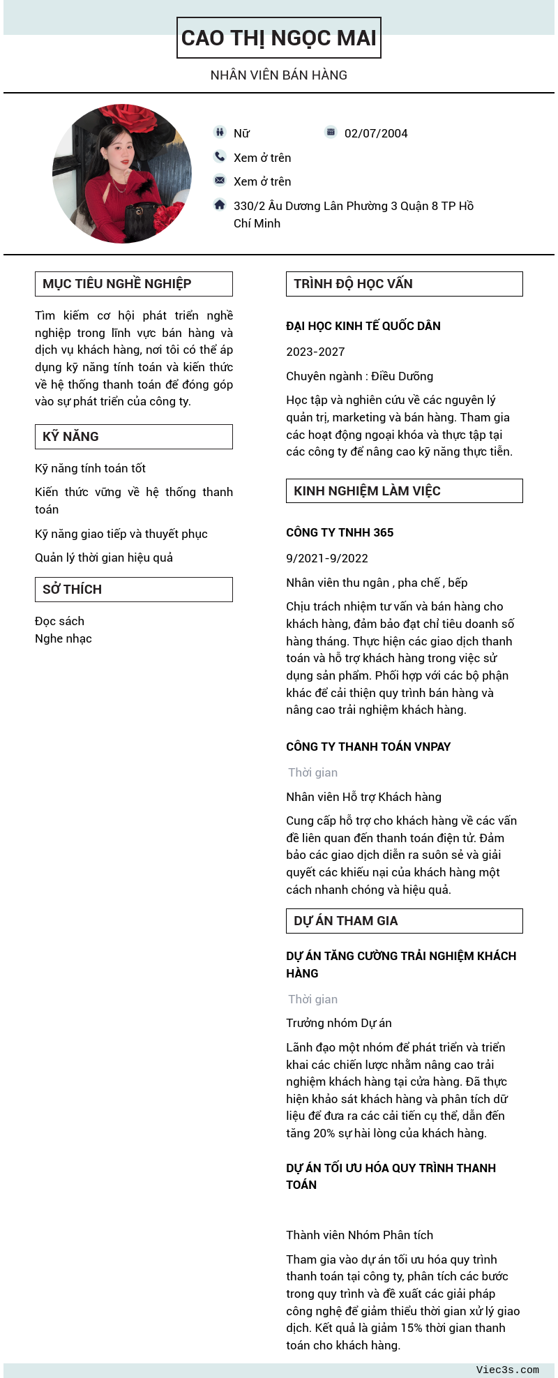 CV ứng viên