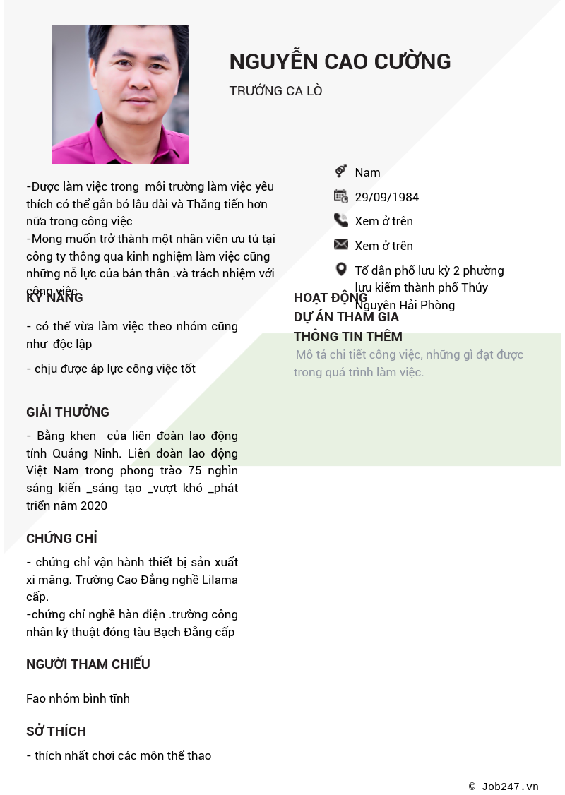 CV ứng viên