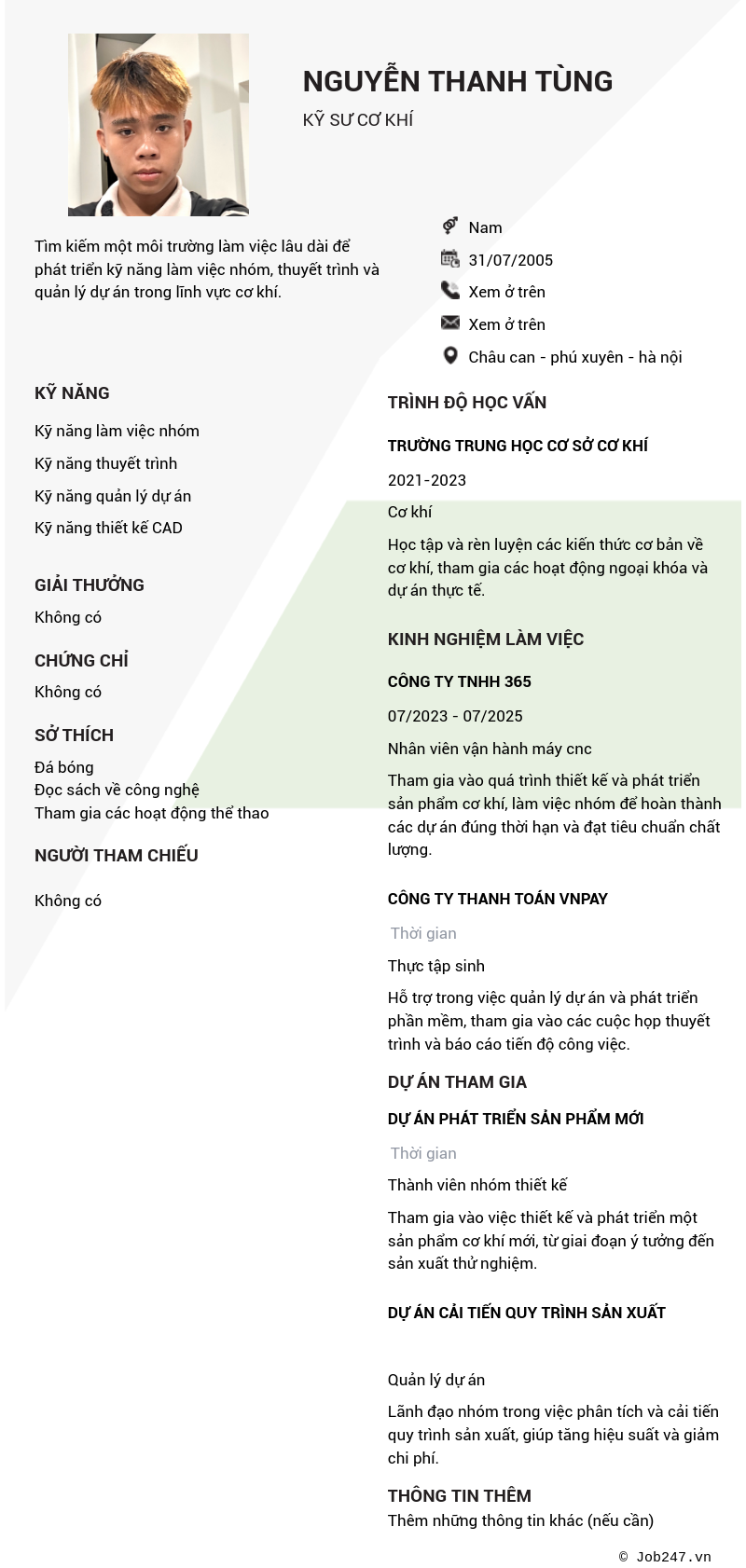 CV ứng viên