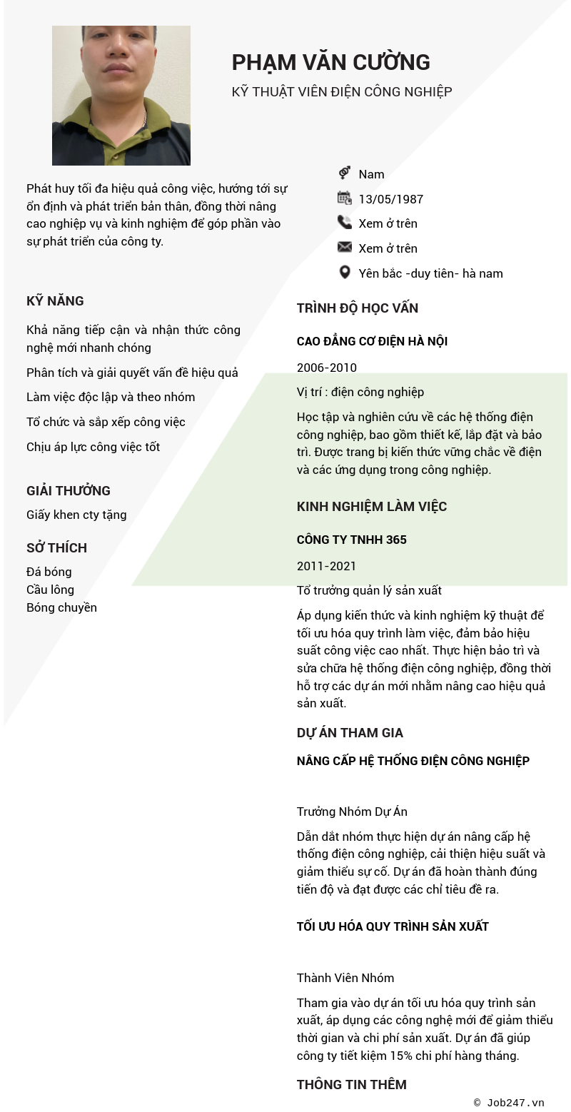 CV ứng viên