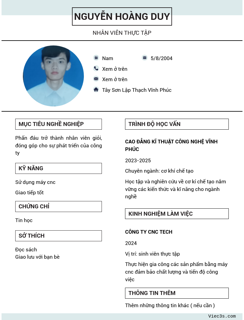 CV ứng viên
