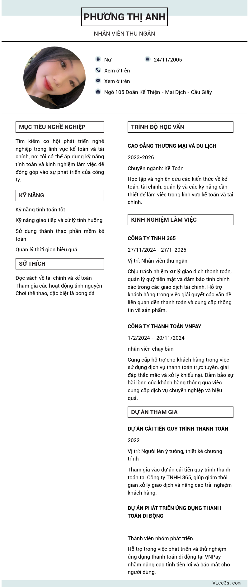 CV ứng viên