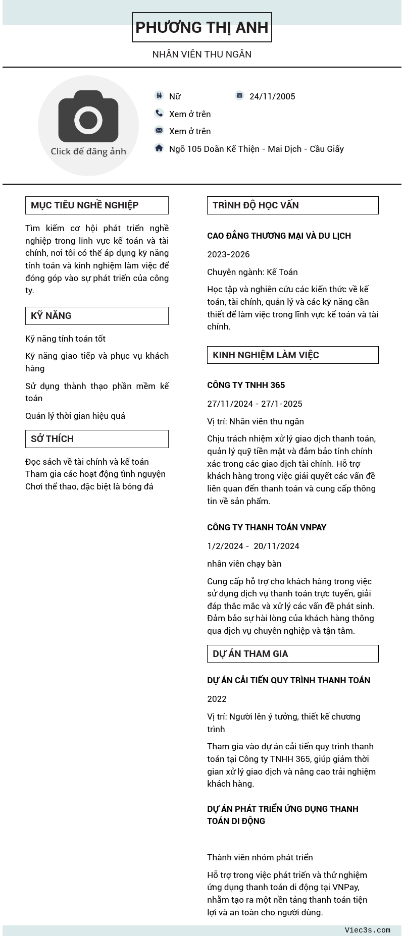 CV ứng viên