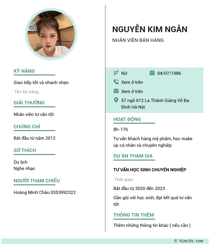 CV ứng viên