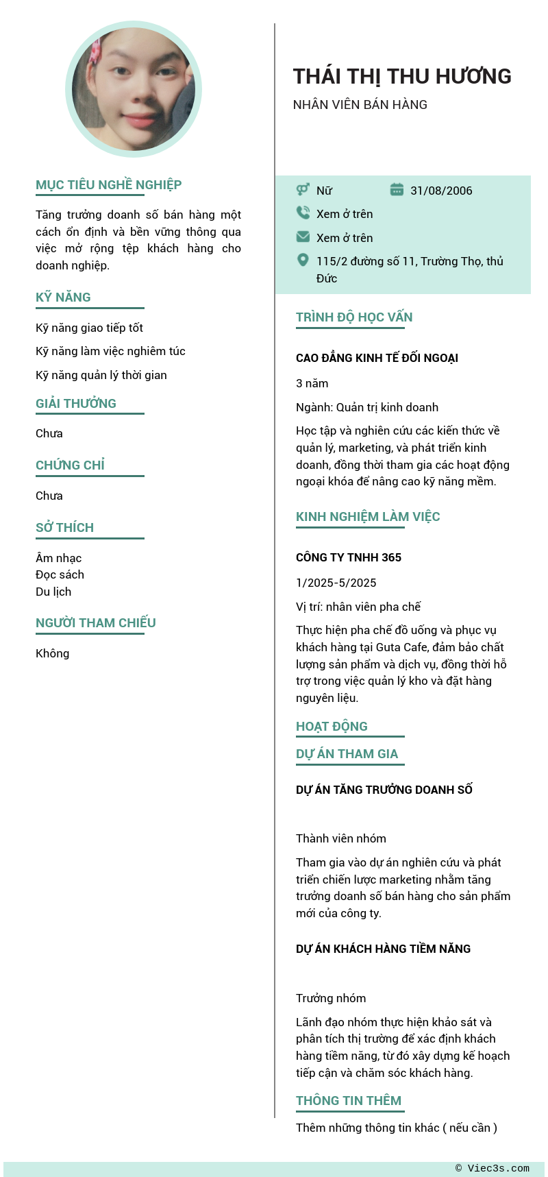 CV ứng viên