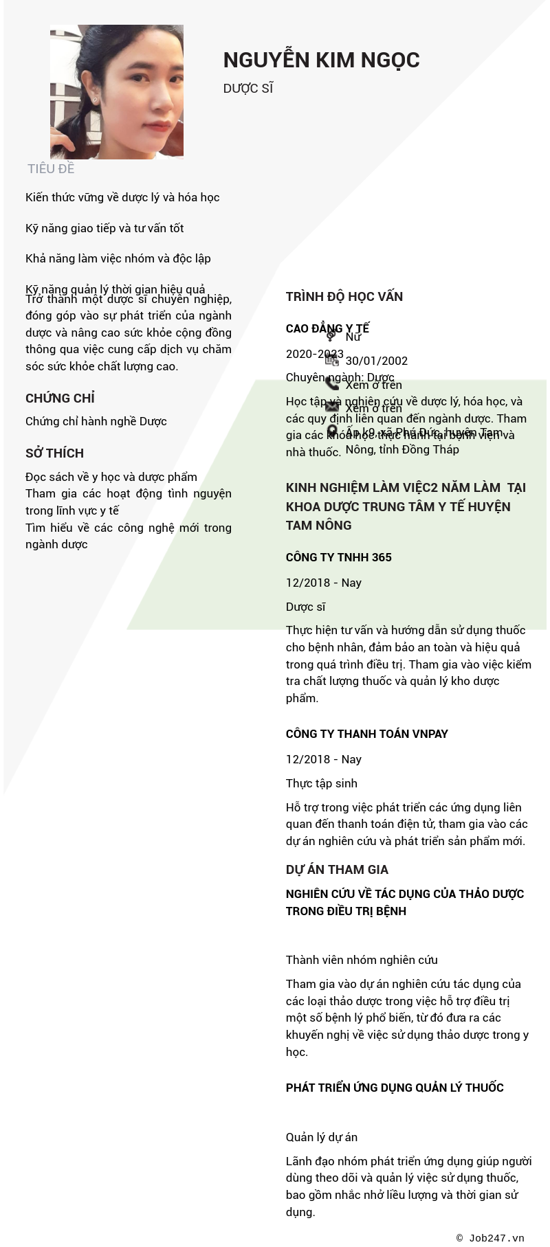 CV ứng viên