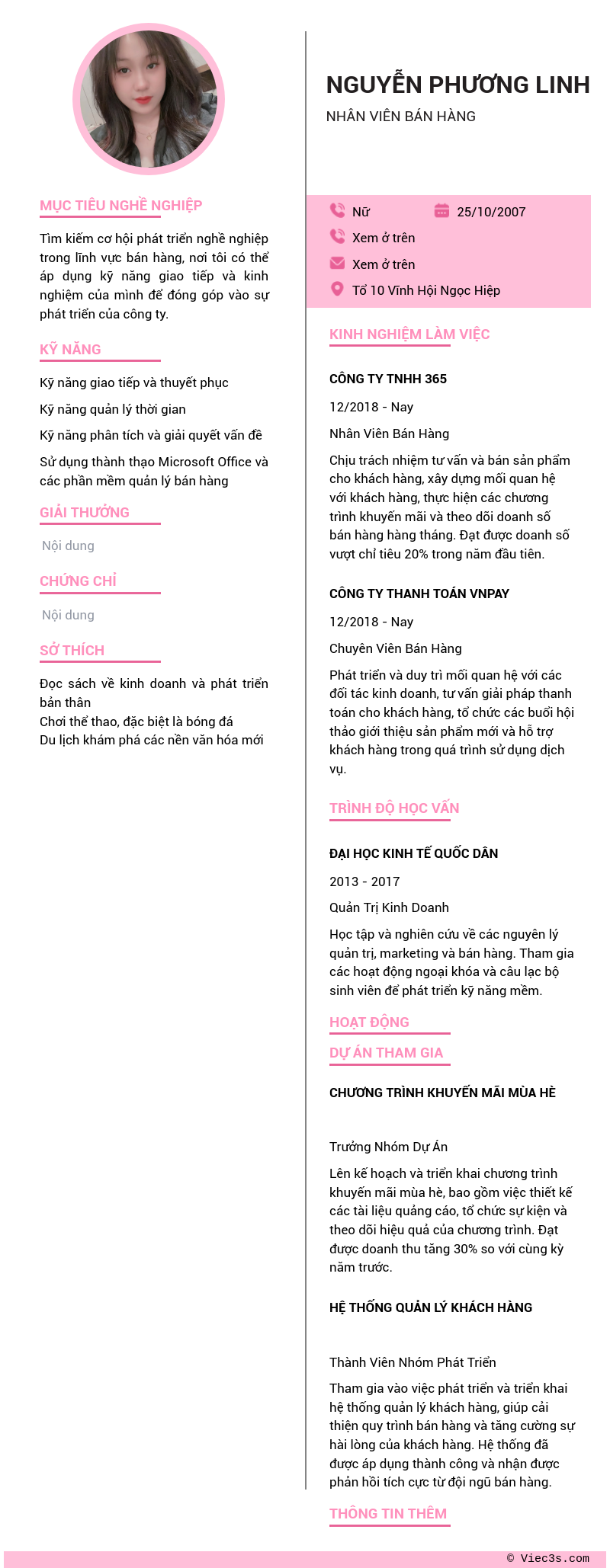 CV ứng viên