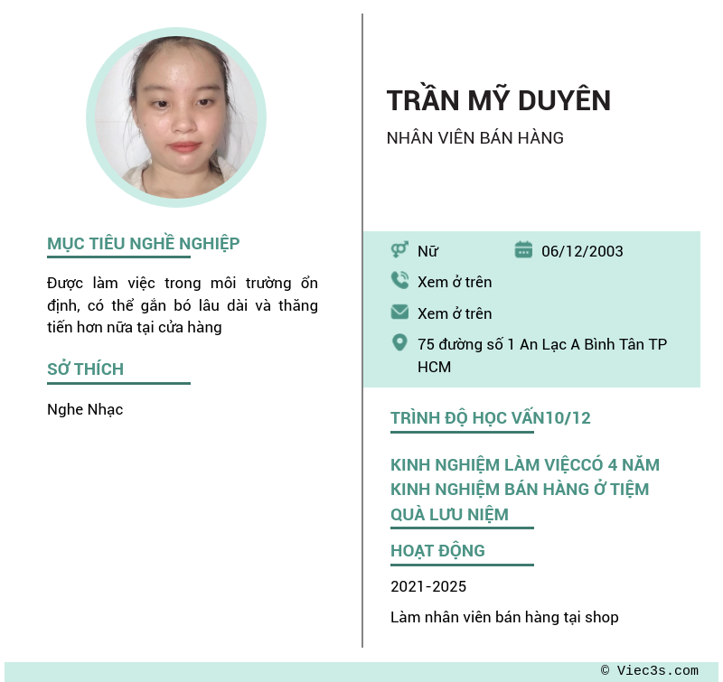 CV ứng viên