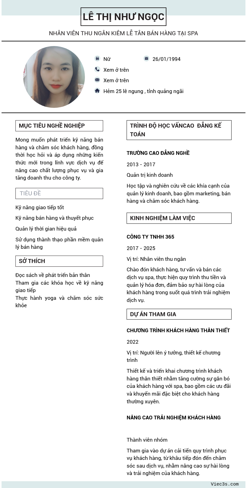 CV ứng viên