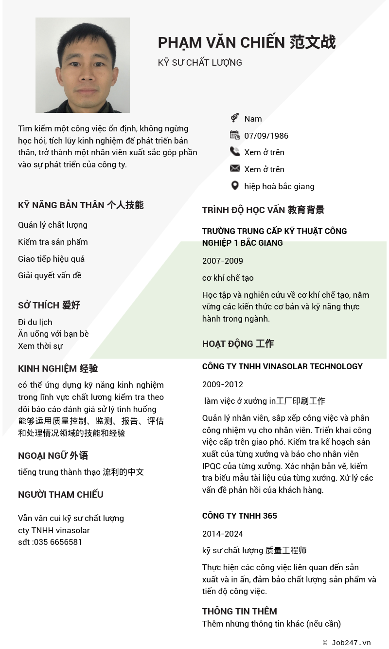 CV ứng viên