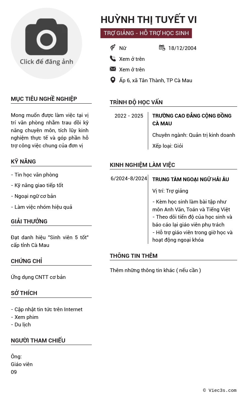 CV ứng viên