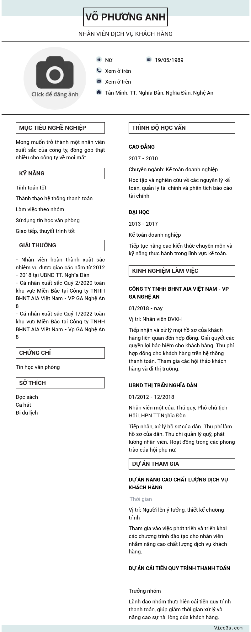 CV ứng viên