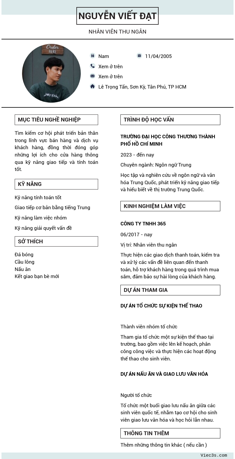 CV ứng viên