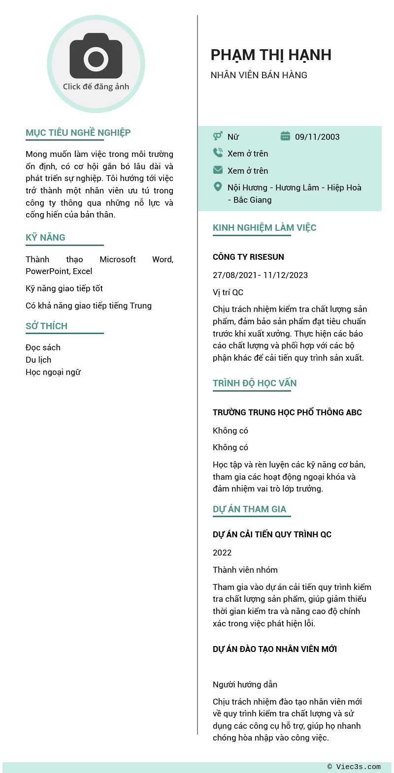 CV ứng viên