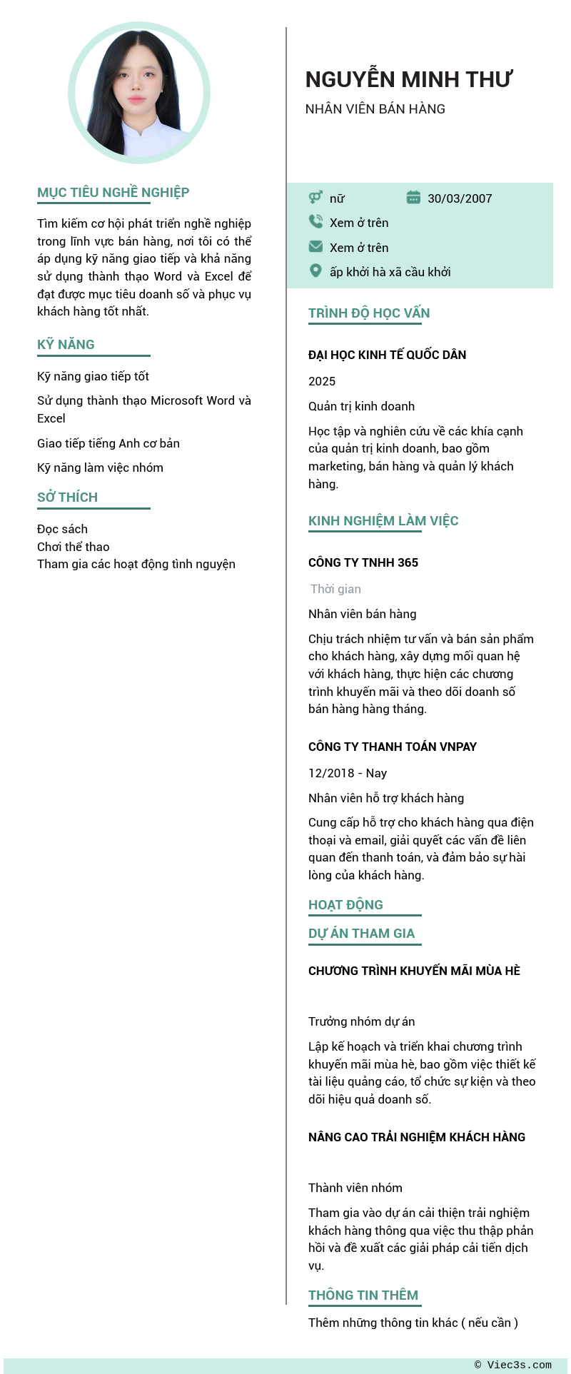 CV ứng viên
