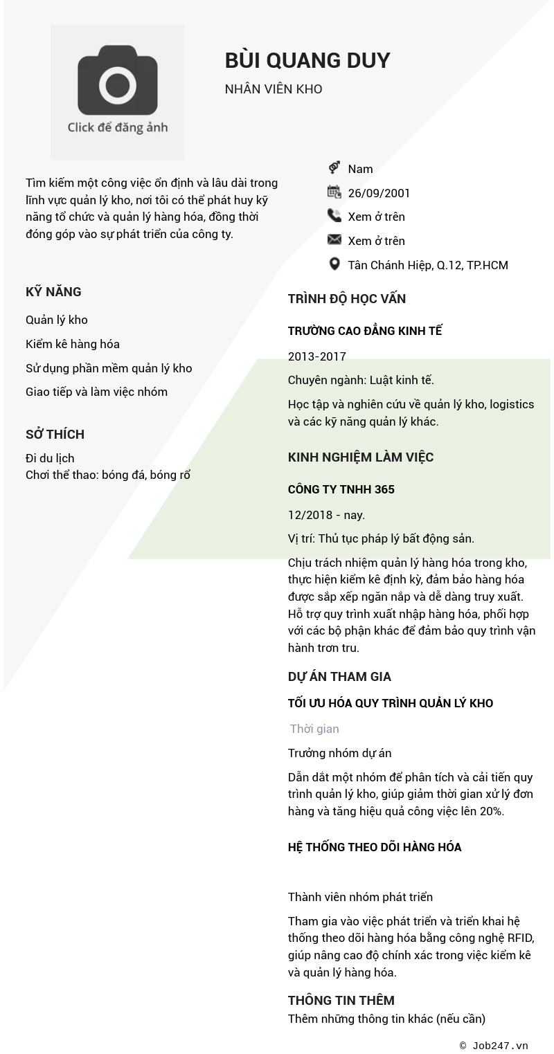 CV ứng viên