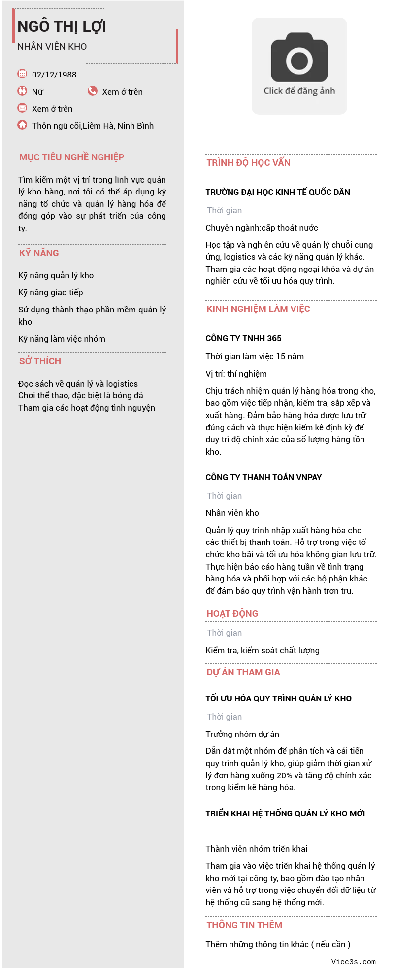 CV ứng viên