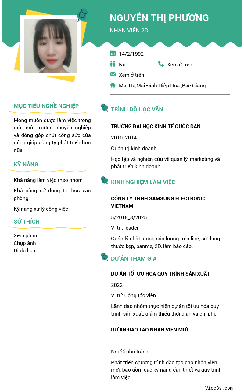 CV ứng viên