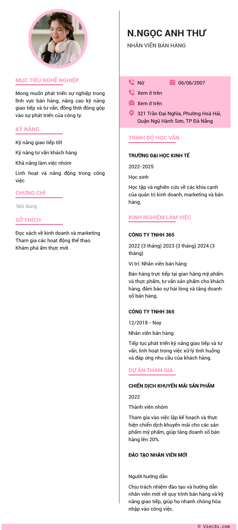CV ứng viên