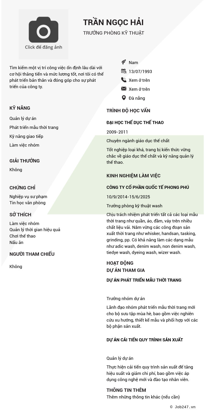 CV ứng viên