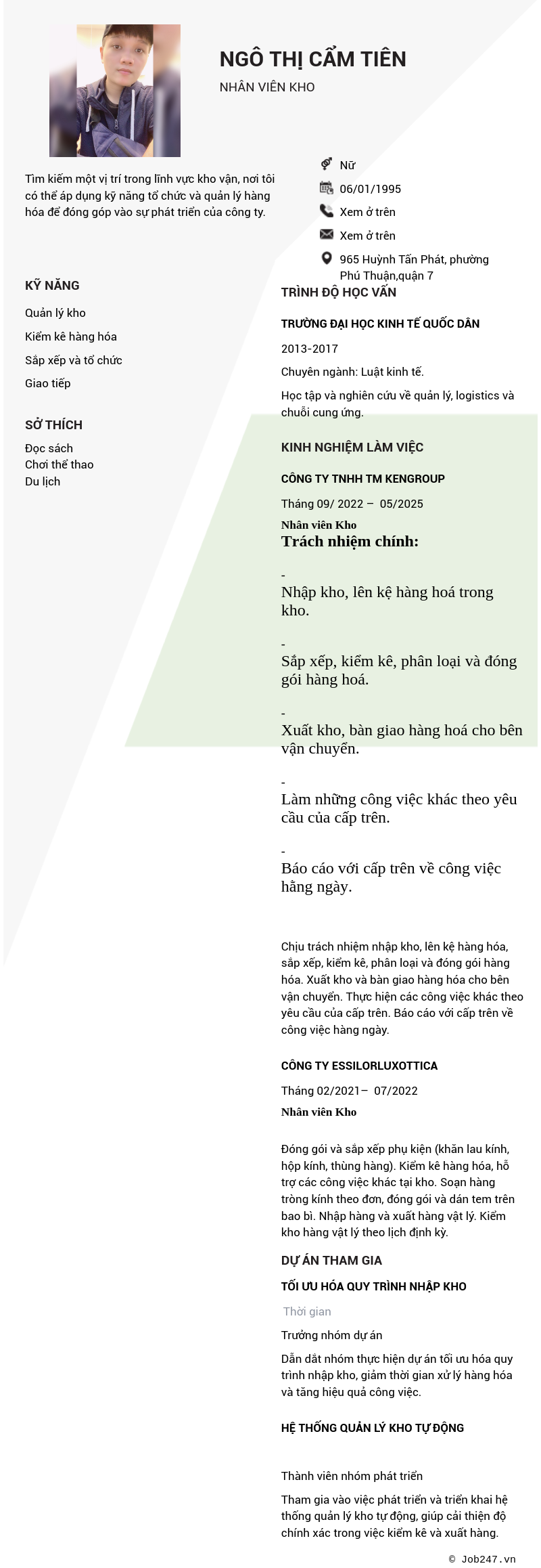 CV ứng viên