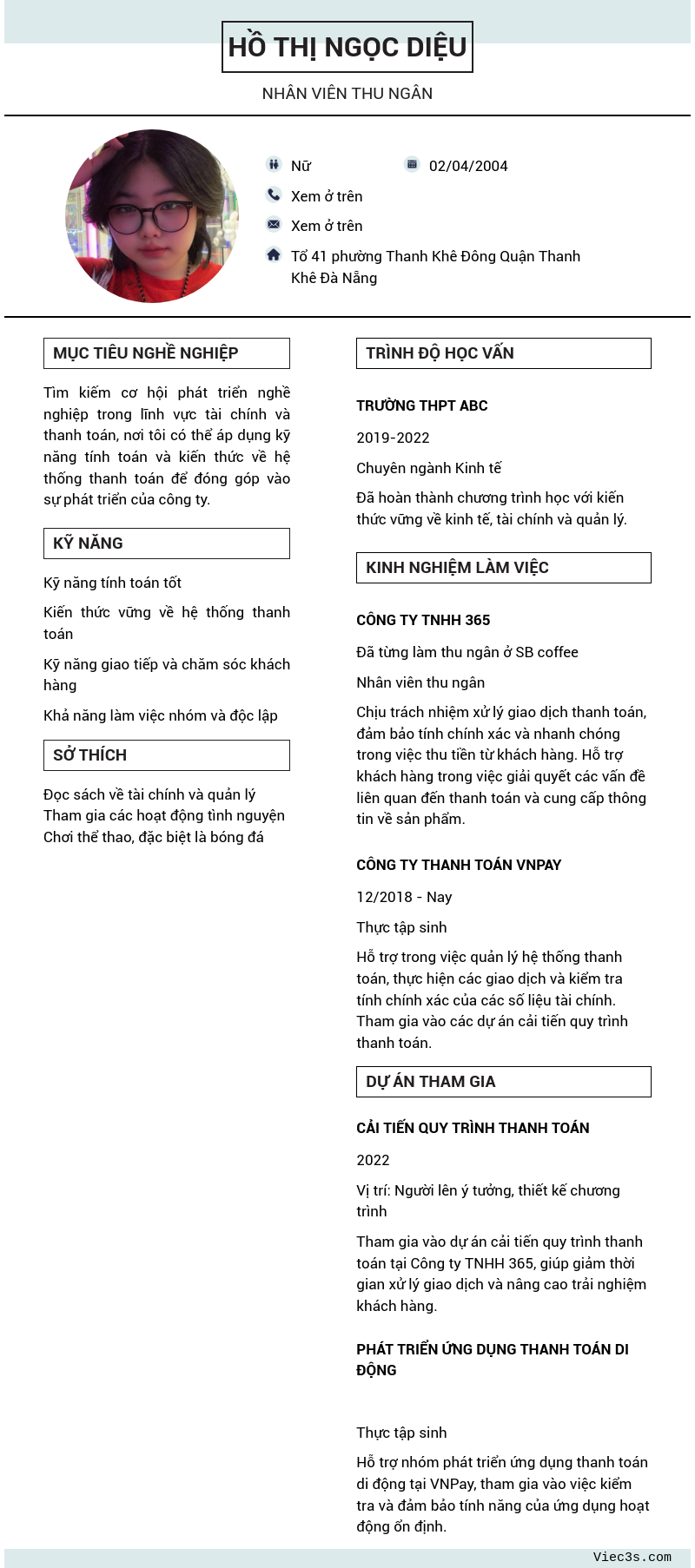 CV ứng viên