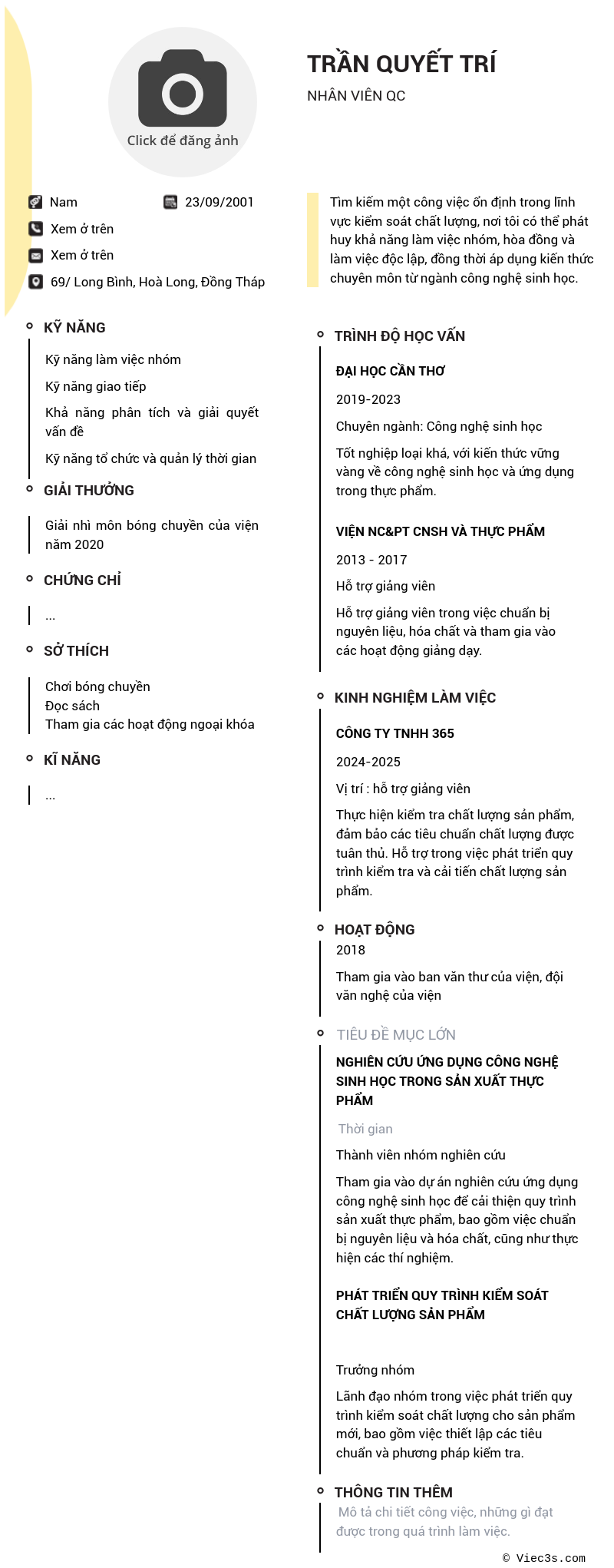 CV ứng viên