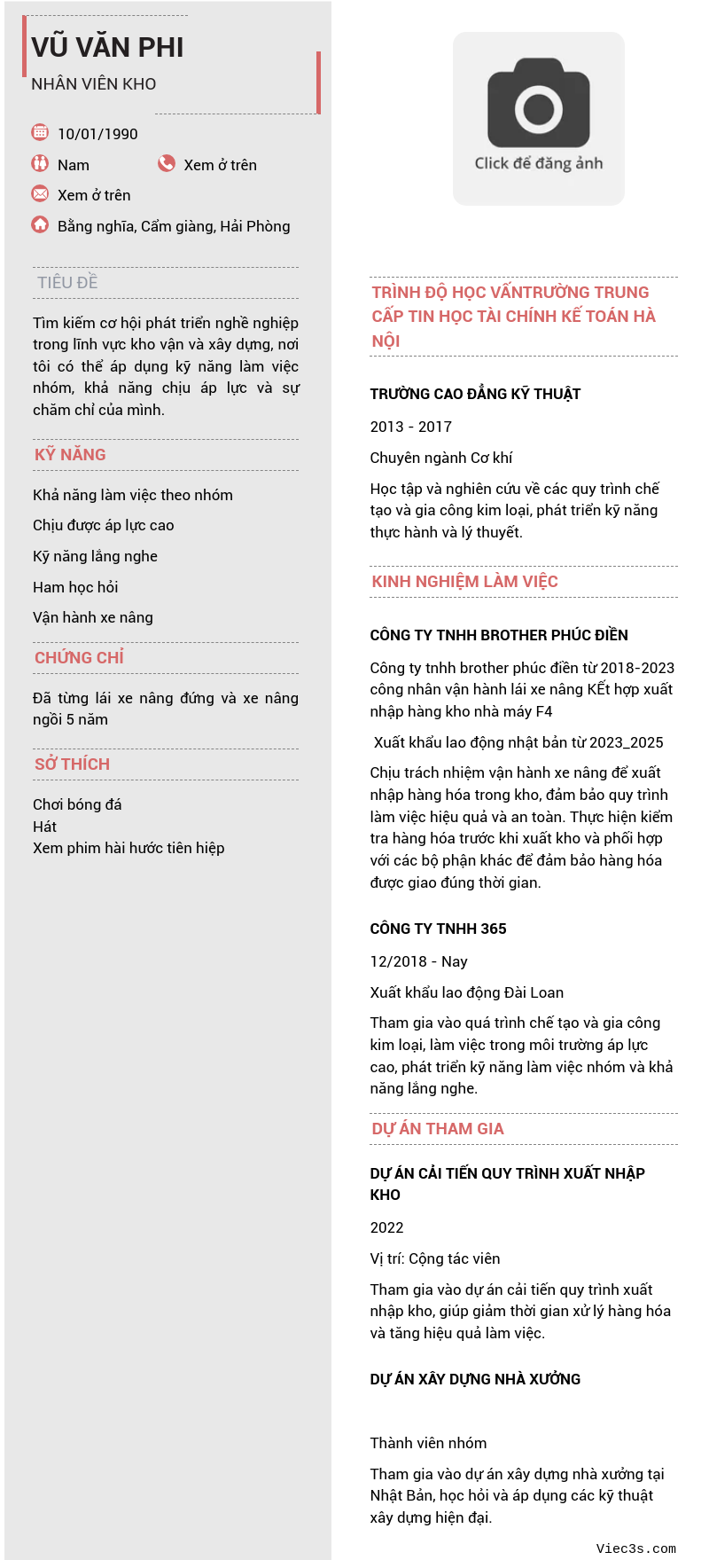 CV ứng viên