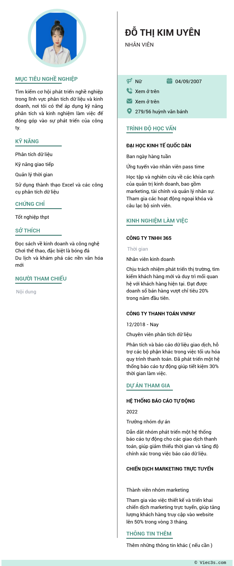 CV ứng viên